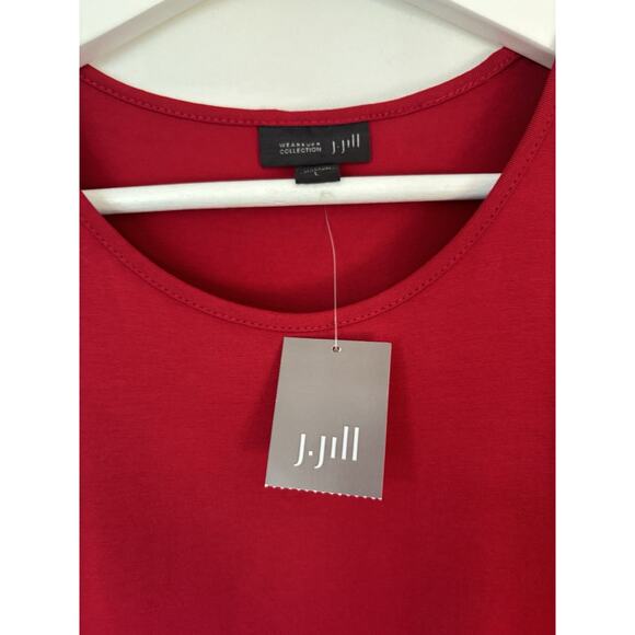 J. Jill Dress Large Womens Red Knee Long Sleeve Stretch Fall Winter Christmas - Picture 5 of 11